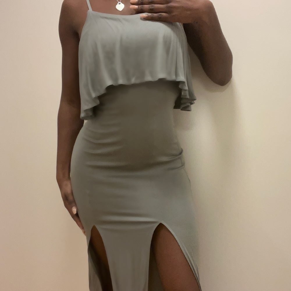 Coral/Green Long Dress (very long)